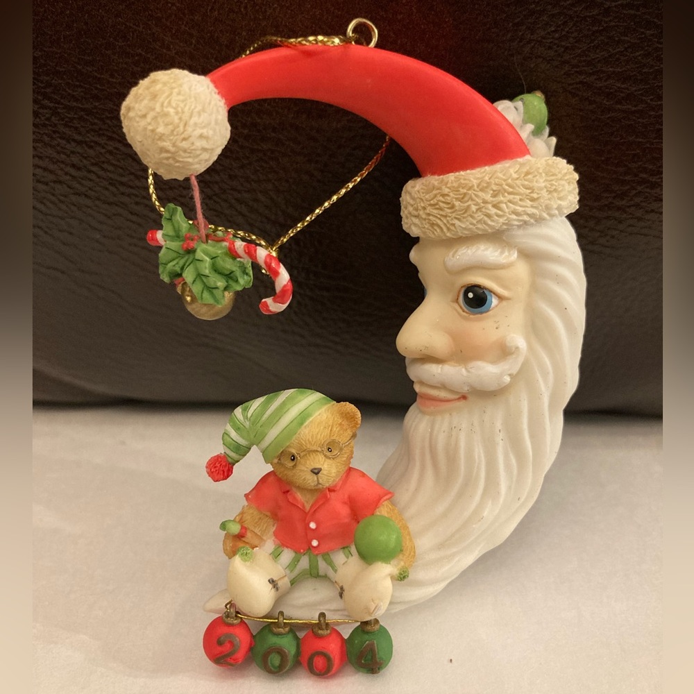 (3 for $40) CHERISHED TEDDIES Santa Moon Teddy Ornament Dated 2004